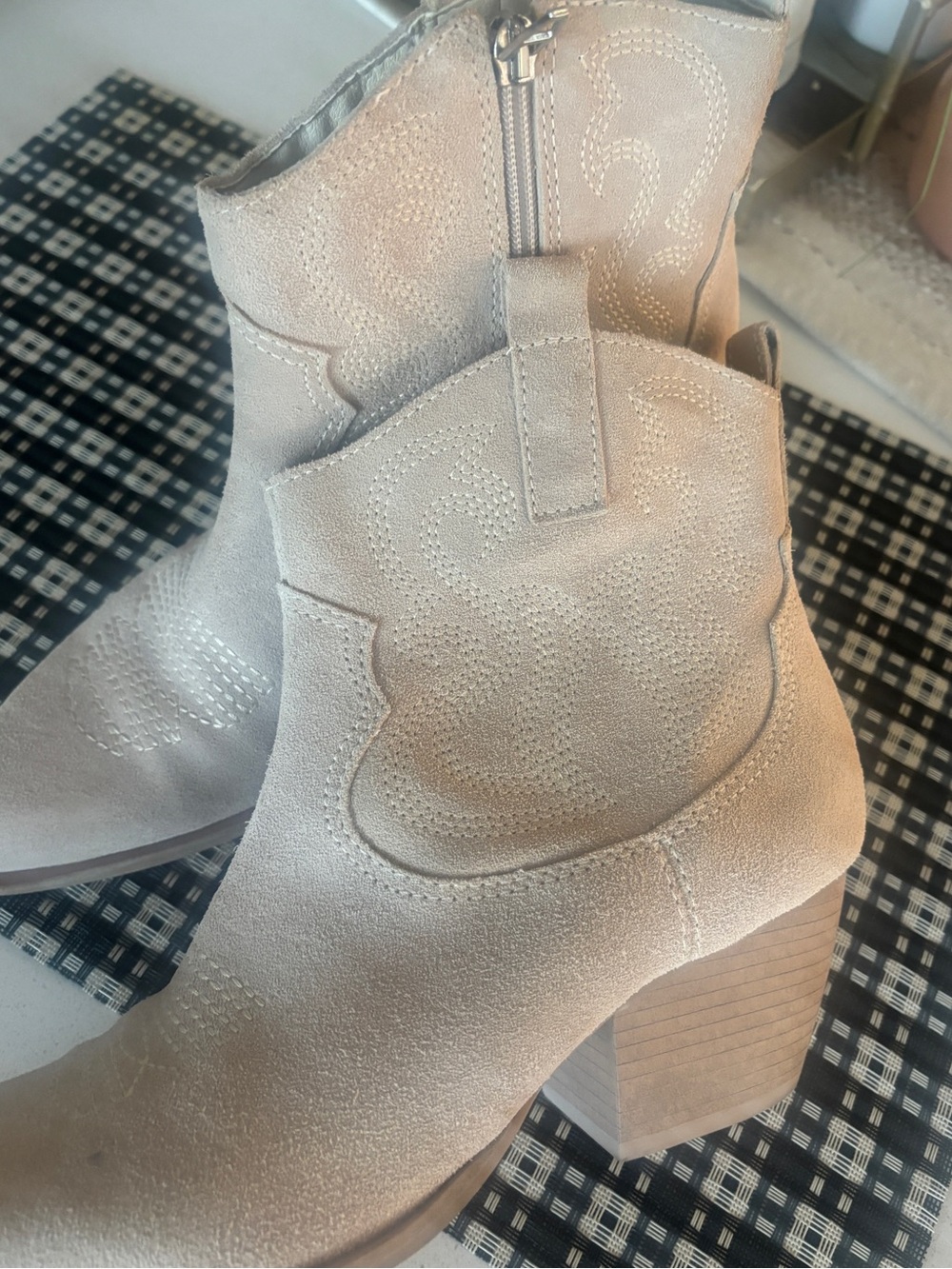 Dolce Vita Taupe Suede Western Ankle Bootie - Picture 1 of 6